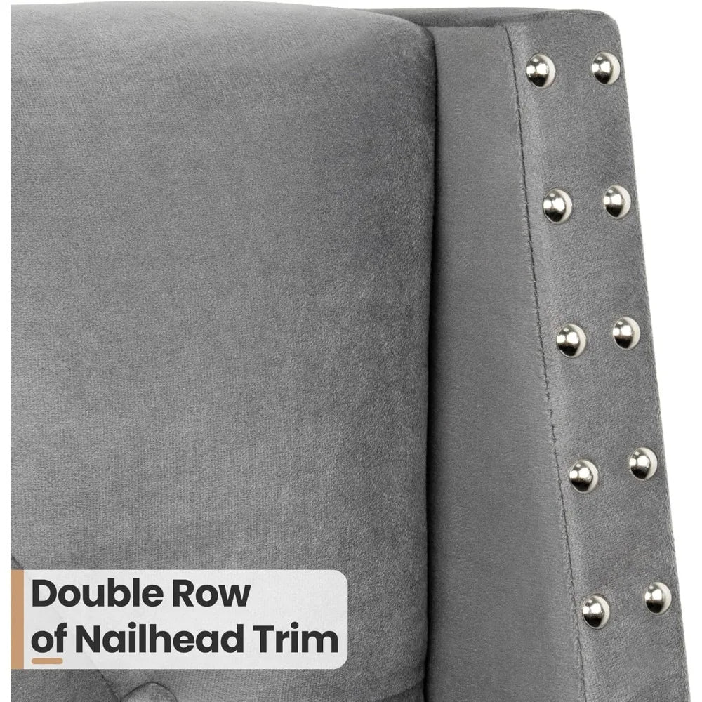 ANGDUO Velvet Wingback Platform Bed Frame With Slats