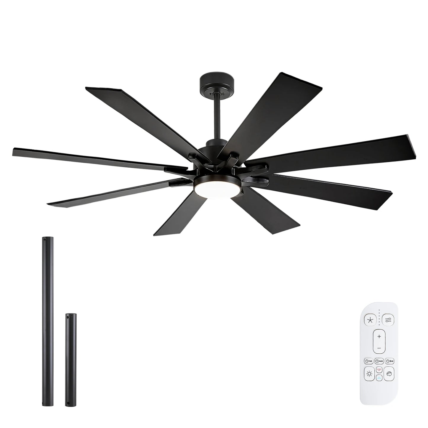 62/72-inch Industrial Ceiling Fan with Light 8 Blades Noiseless Reversible DC Motor High CFM Fan for Workshop Patios Bedroom