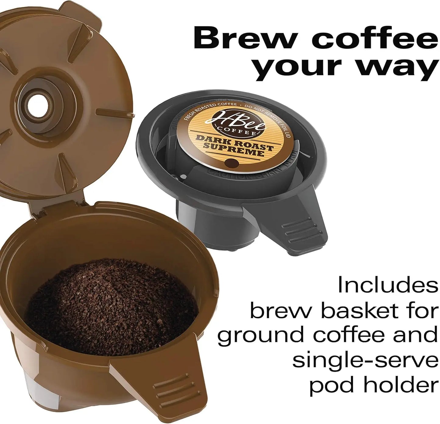 49945 FlexBrew Single-Serve Coffee Maker Compatible with Pod Packs and Grounds, 1 Cup, Red