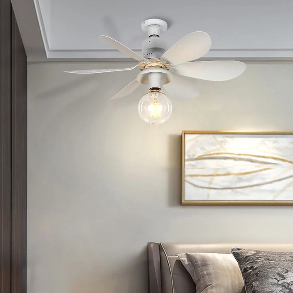 E27 Socket Fan LED Light E27 Base 52cm Modern LED Ceiling Fan Remote Control Chandelier Ceiling Fan 3 Speeds for Bedroom Kitchen