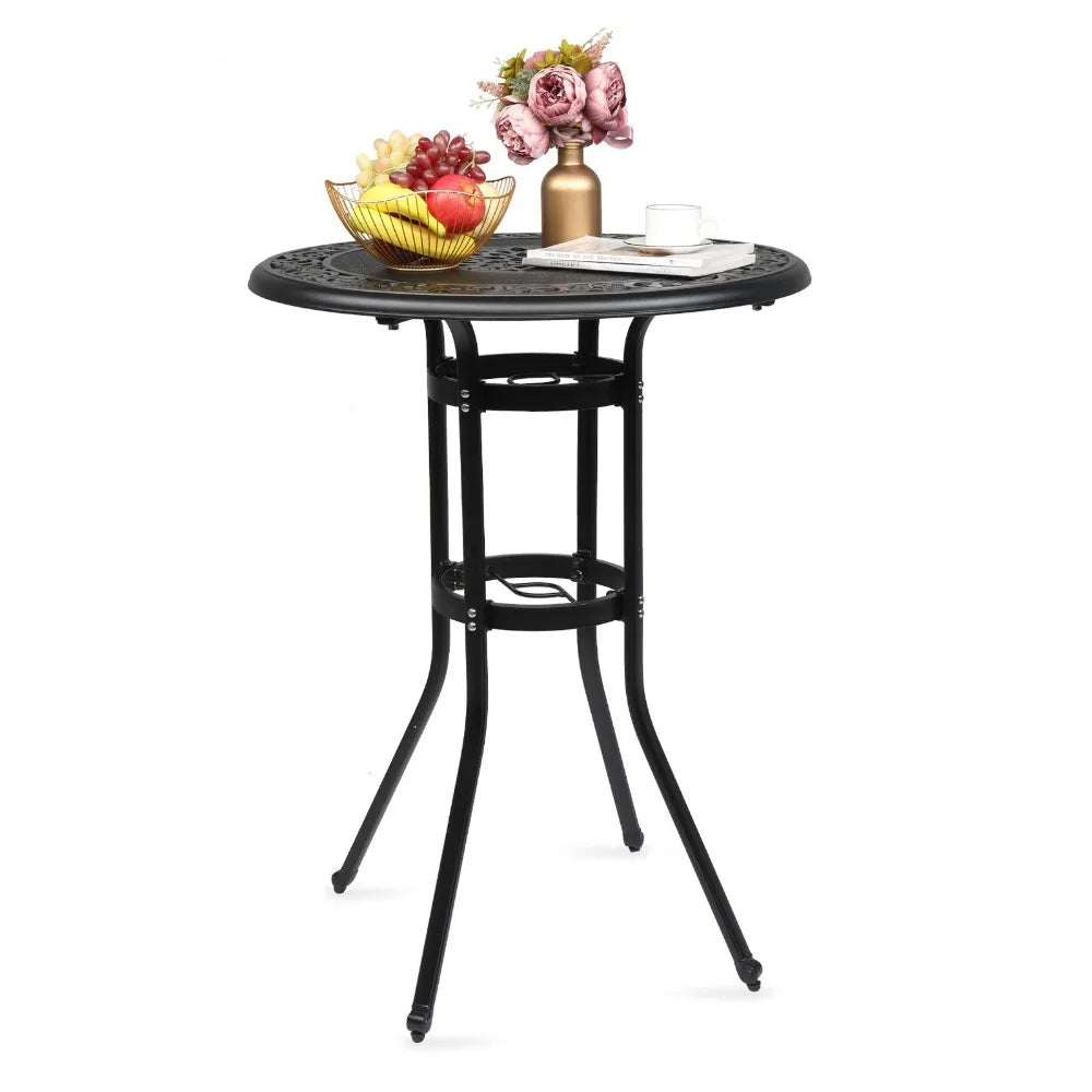 Outdoor Cast Aluminum Round Bar Patio Bistro Table Quality