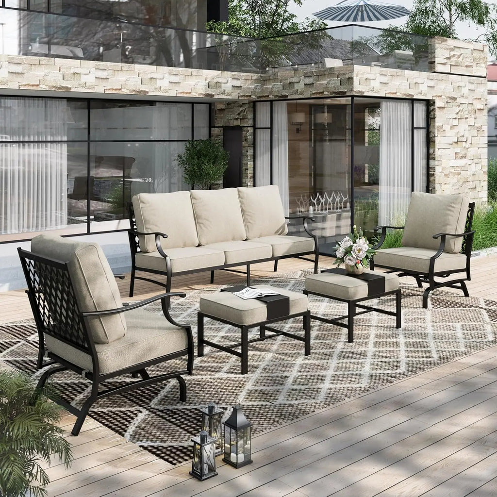 XMSJ Patio Conversation Set 5 Pieces Cushioned Outdoor Seating