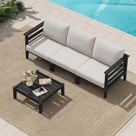HDPE Outdoor Patio Furniture Set 4 Pieces Sofa Coffee Table