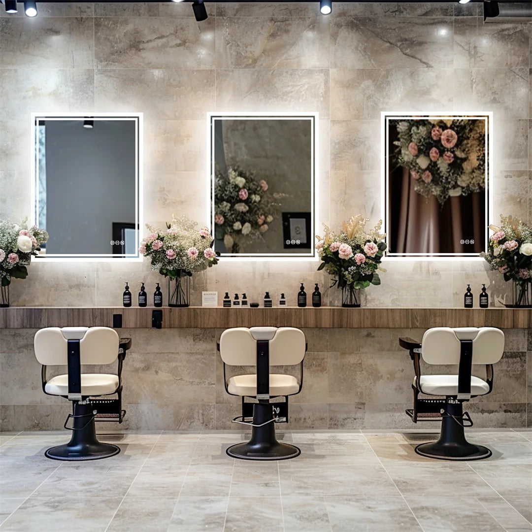 LUVODICRI LED Backlit Frameless Bathroom Mirror Defogger