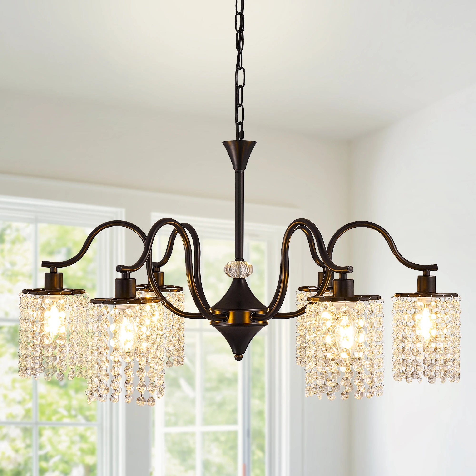 Long K9 Crystal Ceiling Chandelier For Kitchen Table Living Dining Room Bedroom Gold Crystal Branch Hanging Chandelier Lights