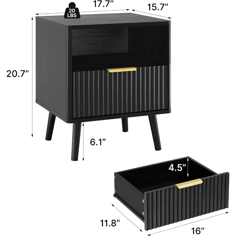 MKDK Black Dresser And Nightstand Set For Modern Bedroom
