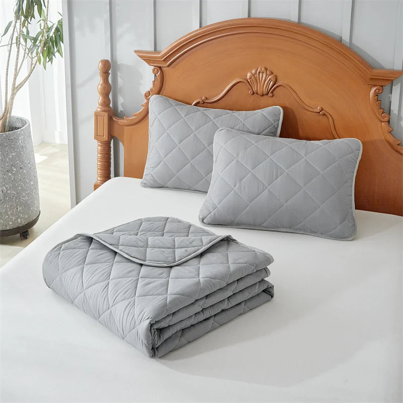 NONECN Lightweight Polyester Cotton Bedspread Coverlet Set With Pillow Shams