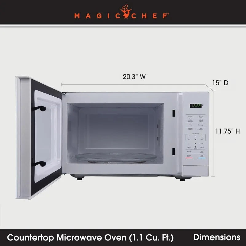 XMSJ 1000W Countertop Microwave Oven 1.1 Cu Ft Capacity