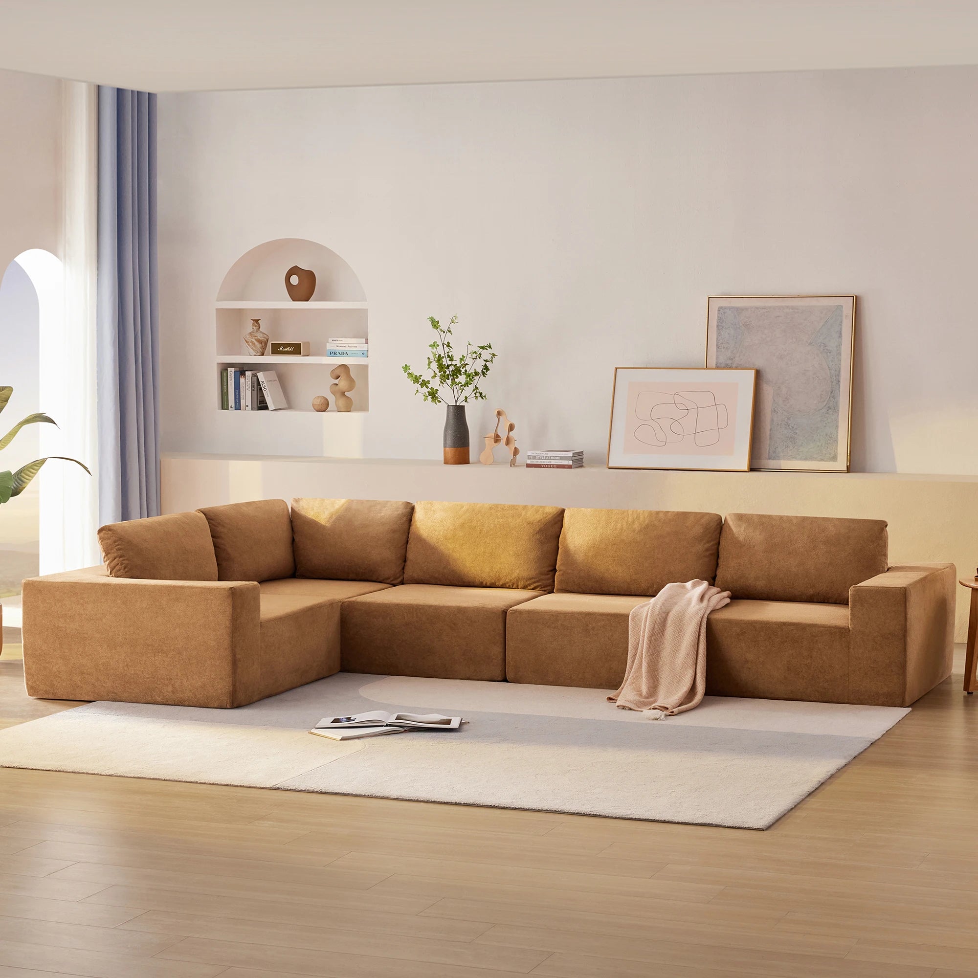 Modular Sectional Sofa with Wide Seat,No Assembly Required,Free Combination,L Shaped Couch Set