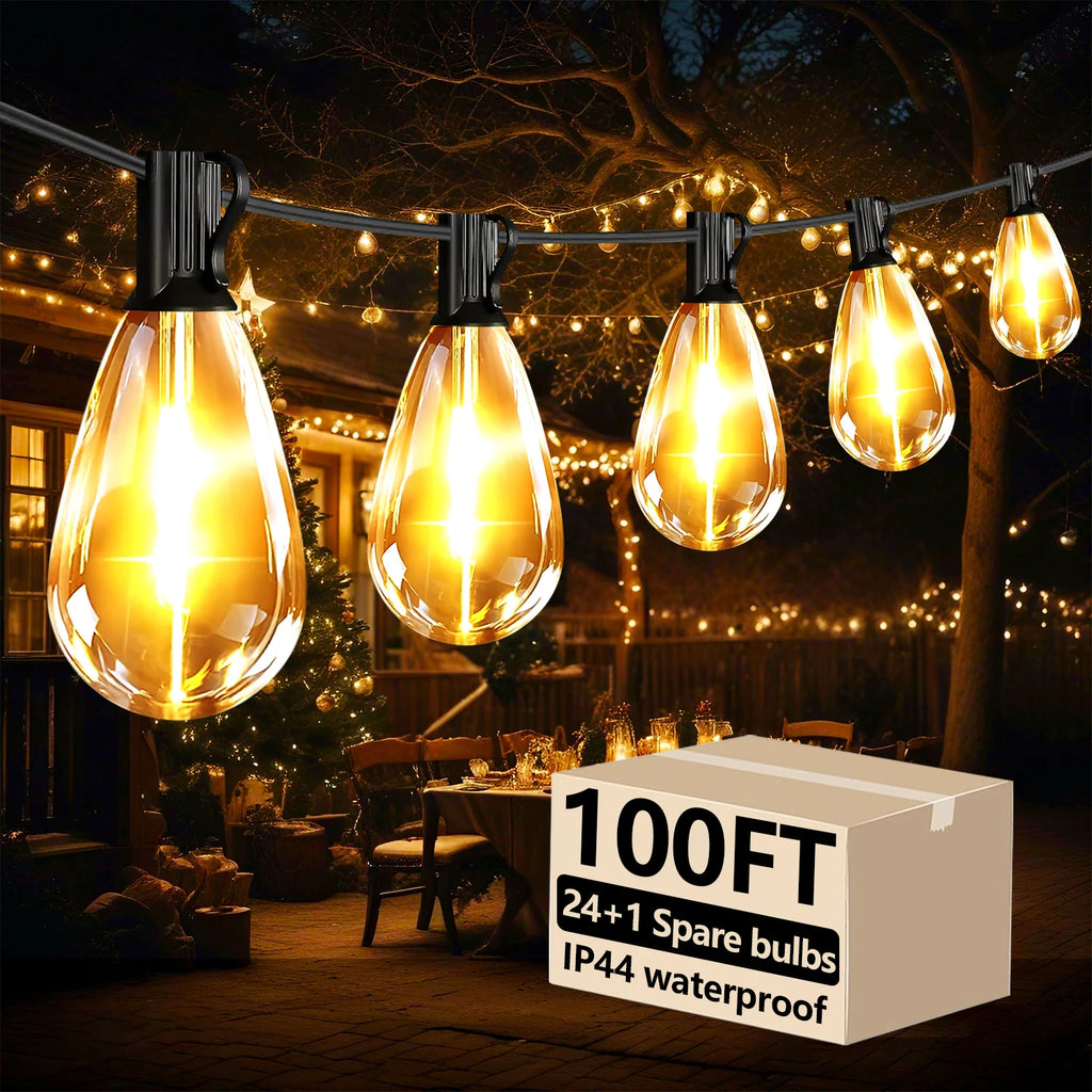 S14 Outdoor String Lights Dimmable 2700K Waterproof With Bulbs Connectable