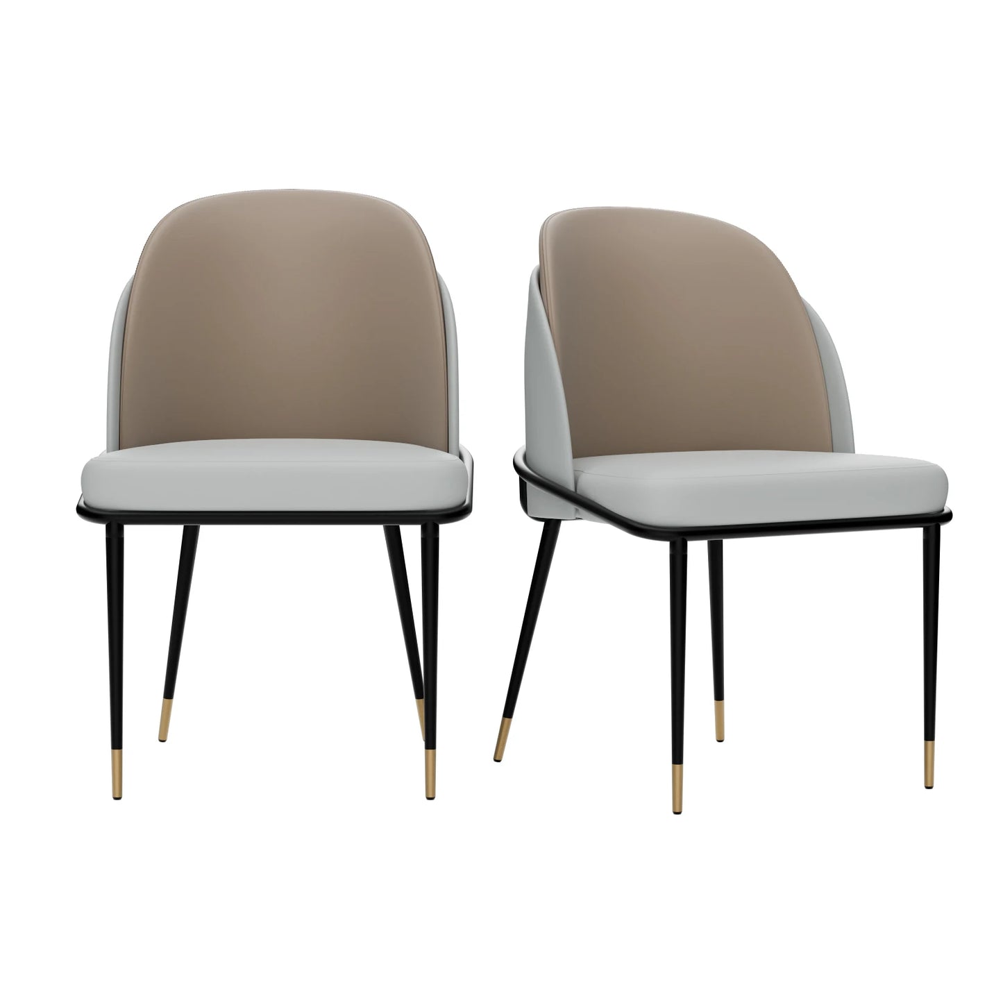 Modern Upholstered Dining Chairs Microfiber Leather Set of 2