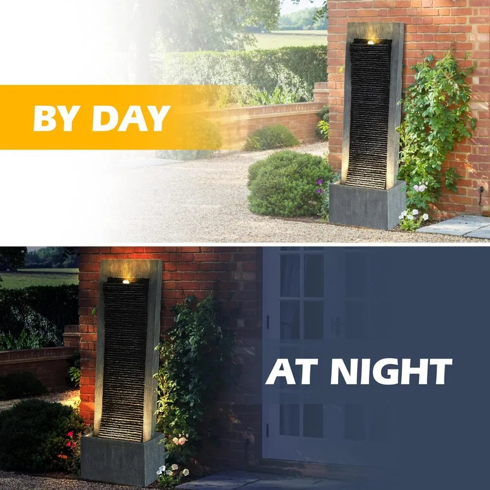 Cascading Rock Water Fountain for Outdoor Garden with Lights