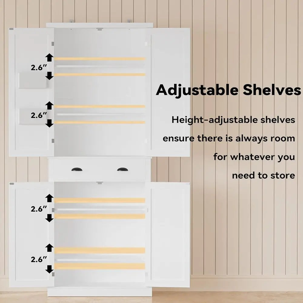 IRONCK Kitchen Pantry Storage Cabinet With Barn Doors And Drawer