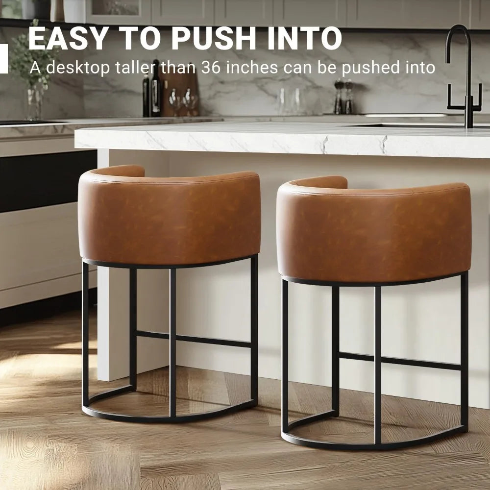 Tongyue Modern Barrel Counter Bar Stools Set Of Two