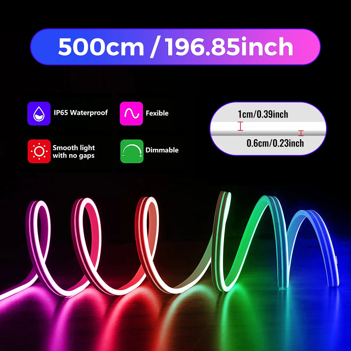 Mexllex Neon WiFi RGB LED Strip Lights Outdoor Waterproof