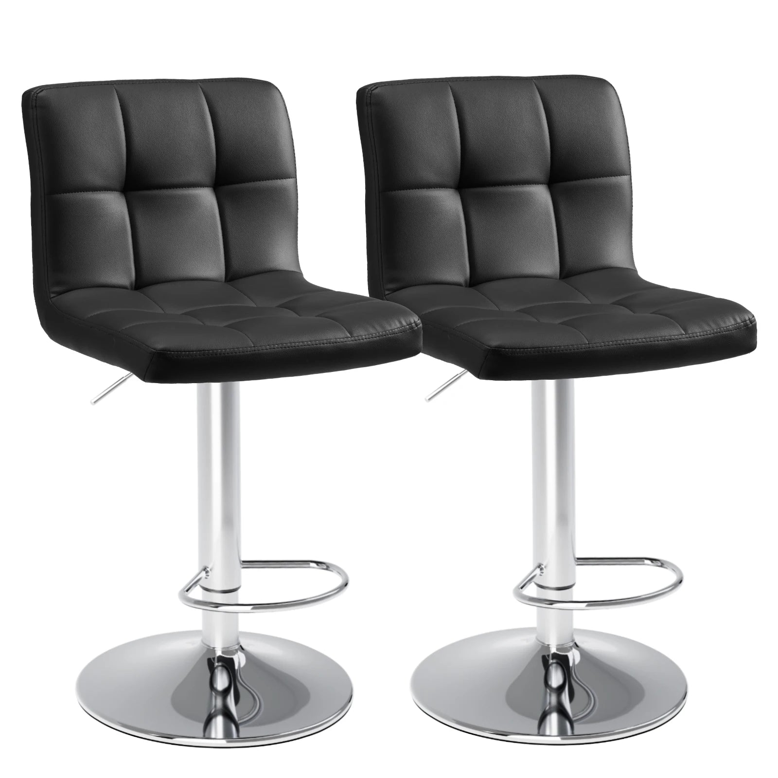 JHK PU Leather Bar Stools Set Of 2 Comfortable Upholstered