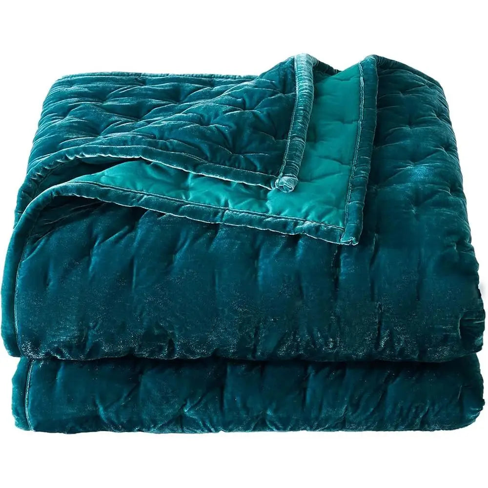 DUTRIEUX Faux Silk Velvet Quilt Set Luxurious Soft Bedding