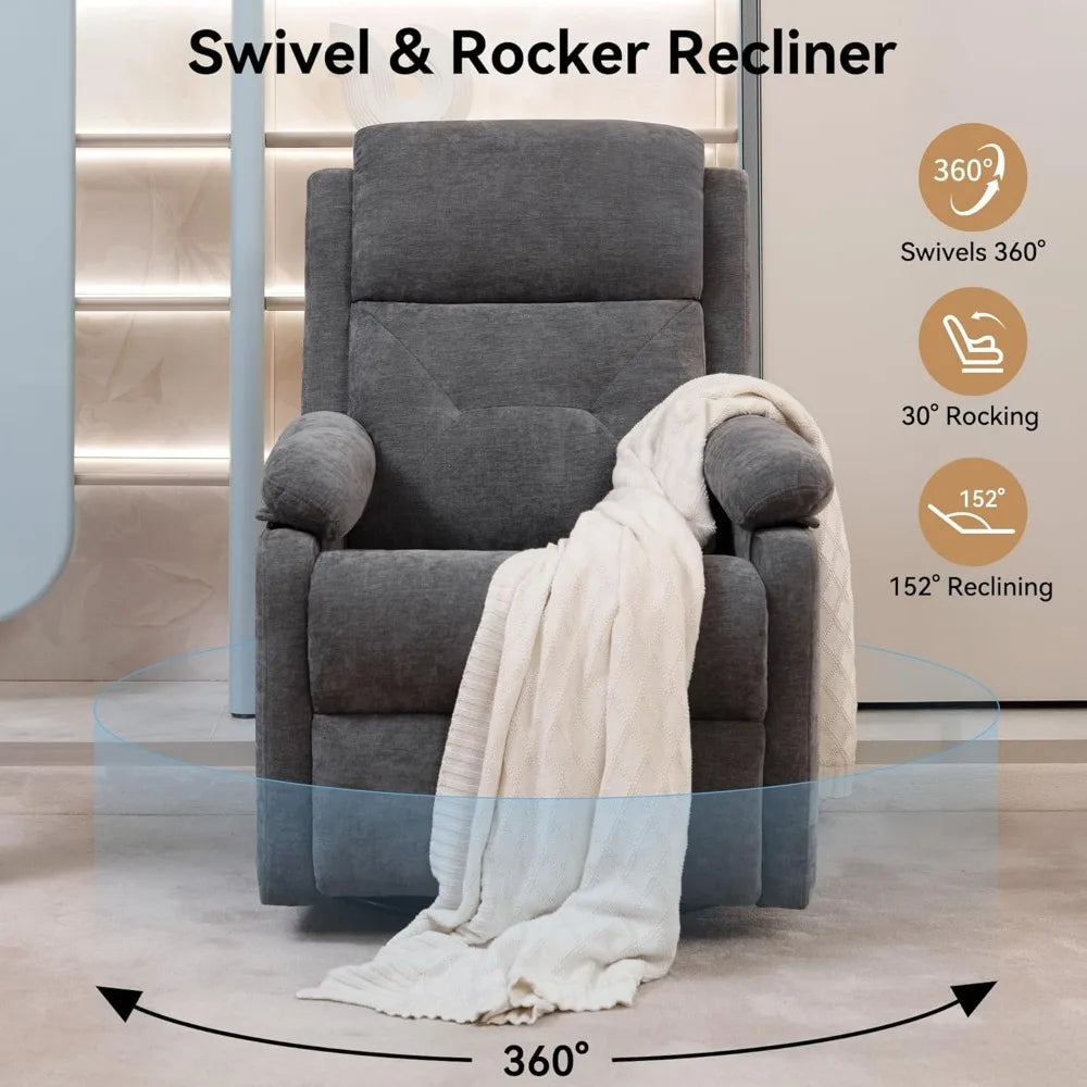 ANGDUO Swivel Rocker Recliner Chair Adjustable Backrest