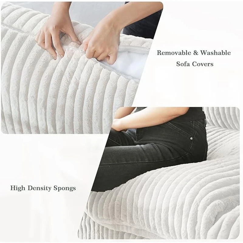 118'' Comfy Plush Fabric Sectional Sofa Couch Modula U-shape Upholstered Couch 3 Seats with 2 Ottomans for Living Room Sofa Set