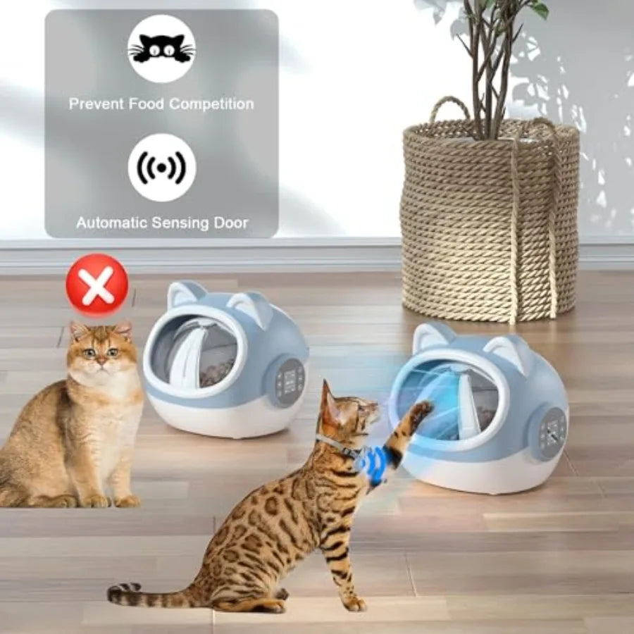 Smart Pet Feeder Dual Collar Tags Microchip Activated Food Bowl