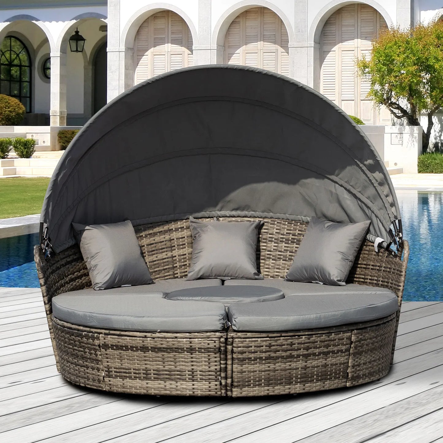 Outsunny Outdoor Convertible Daybed 4 Piece Set With Sofa