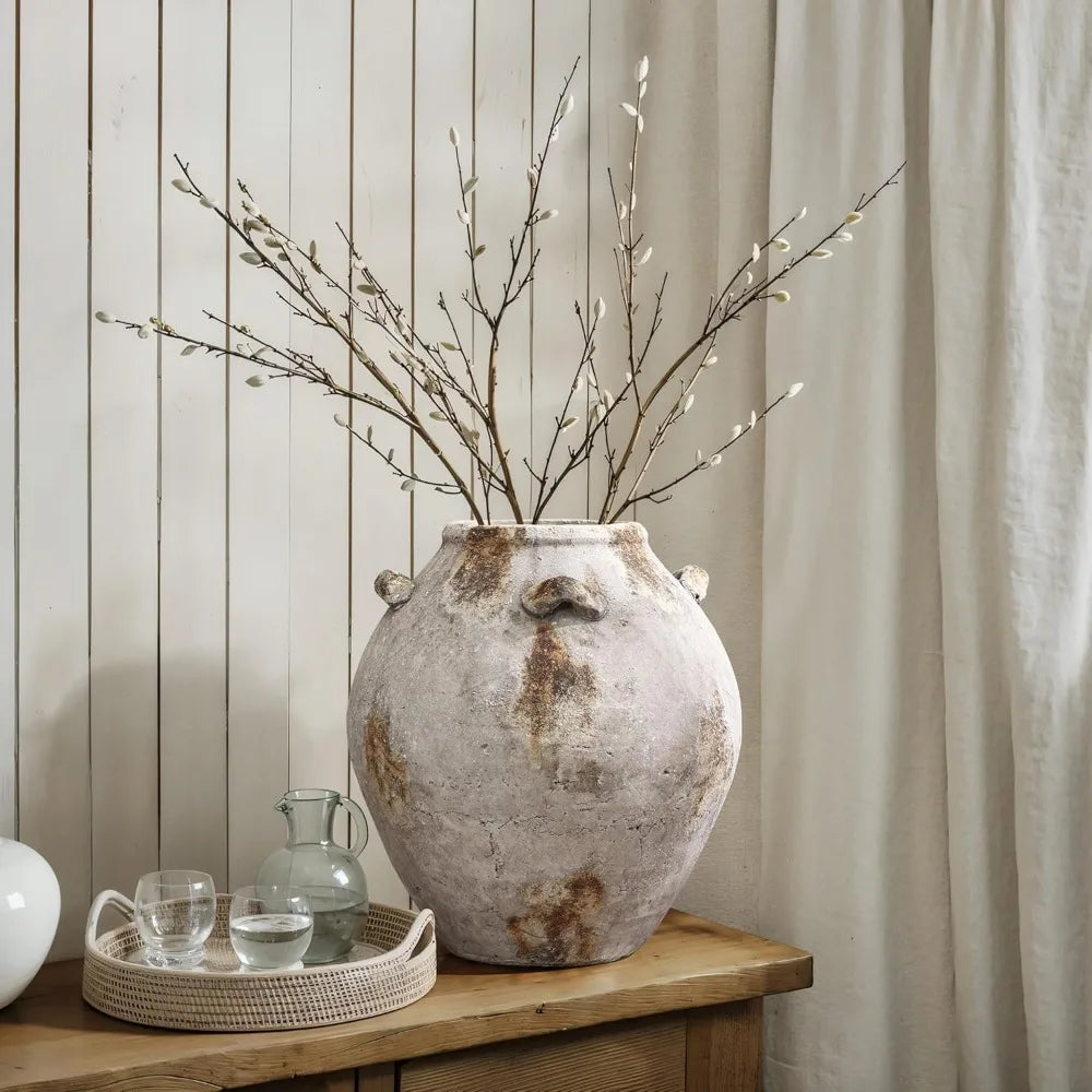 Ceramic Flower Vase With Handles Terracotta Jug Living Room Decor