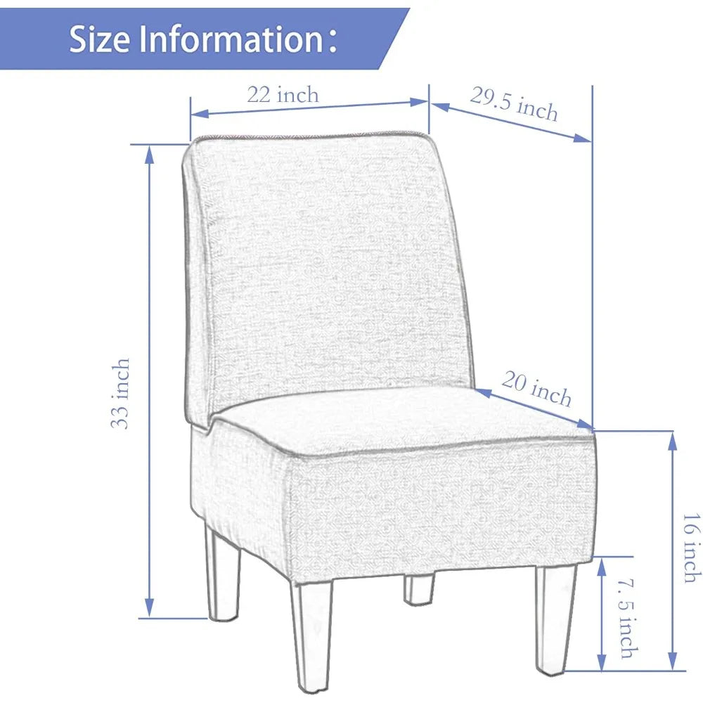 ZHUXIANG Set Of 2 Modern Accent Chairs Armless With Wood