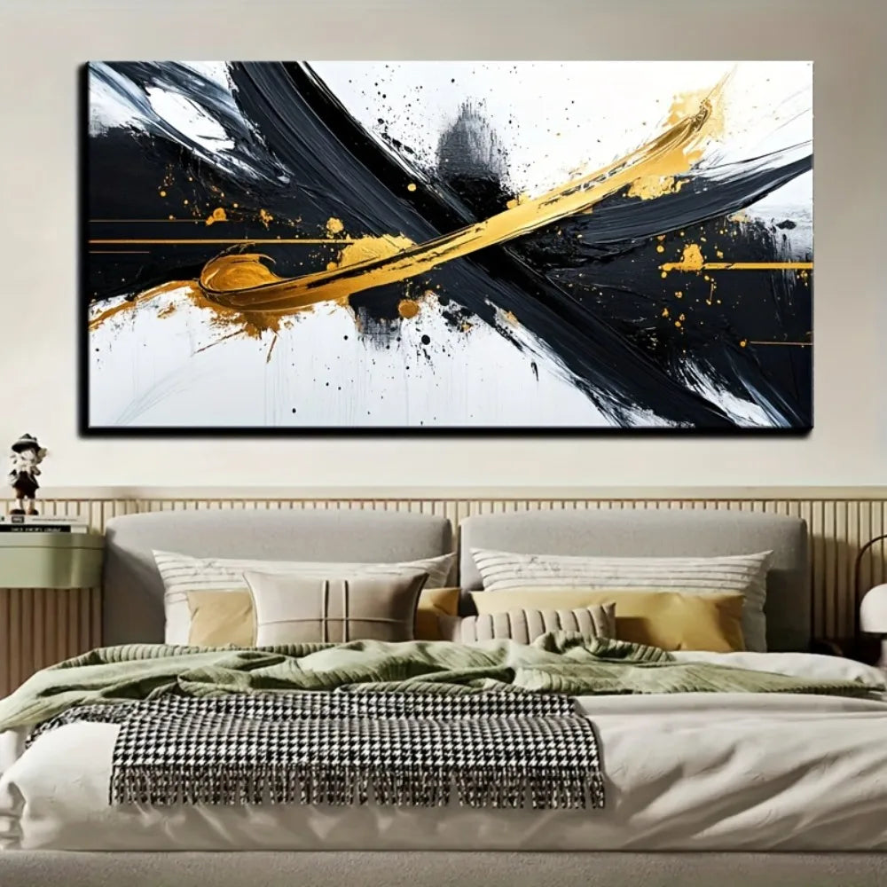 Framed Abstract Canvas Mural For Home Office Decor Accent
