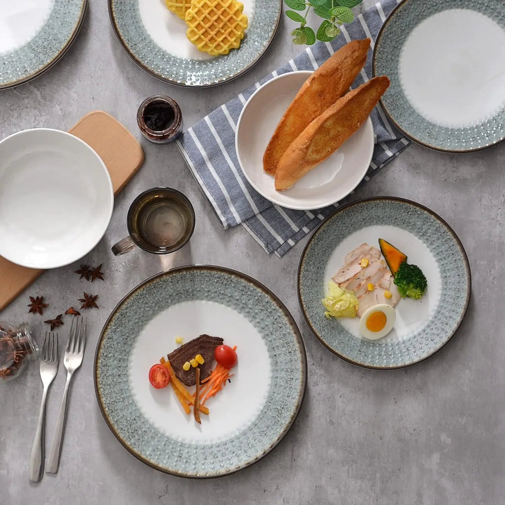 Melamine Dinnerware Sets 12pc For 4 Unbreakable Dishwasher Safe