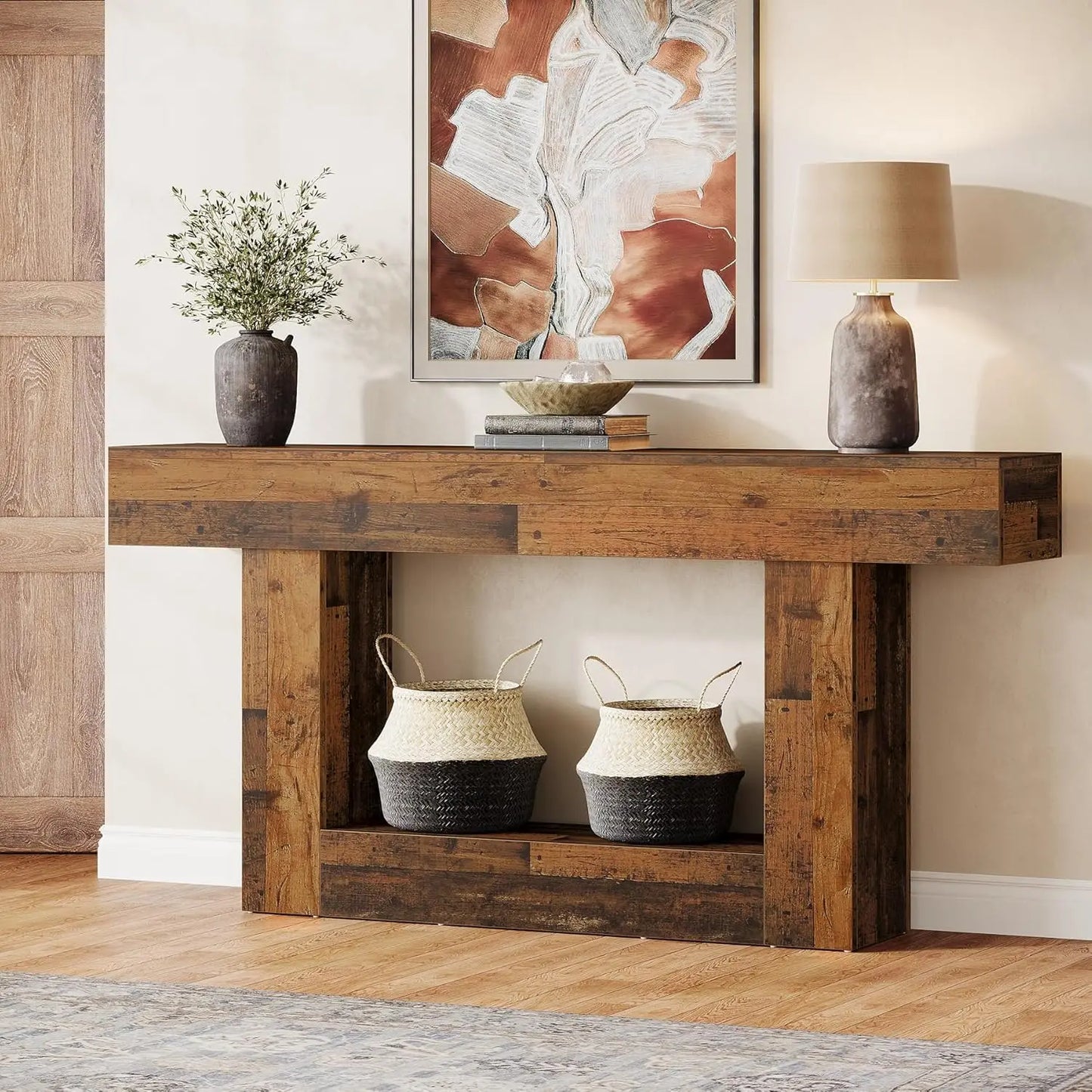 Tribesigns Farmhouse Console Table Two Tier Entryway Sofa Table