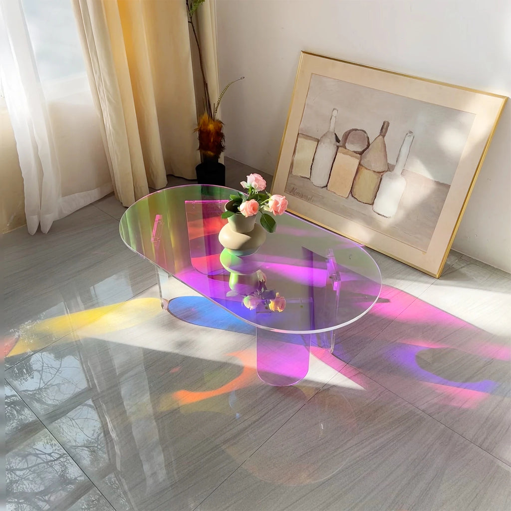 Folded Acrylic Coffee Table Iridescent Modern End Table
