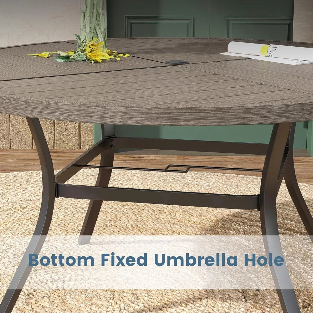 Sandshell Outdoor Patio Dining Set With Round Metal Table And Chairs