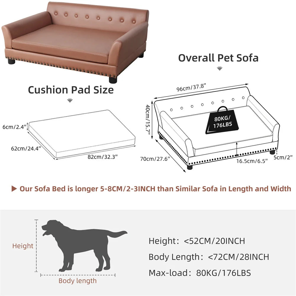 BORWARTCN Heavy Duty Pet Sofa Raised Dog Bed Removable Cover