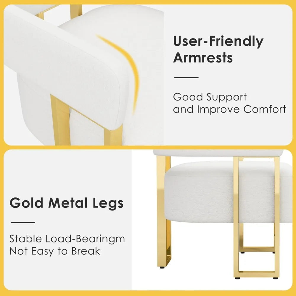 Boucle Barrel Accent Chairs Set Of 2 For Living Room