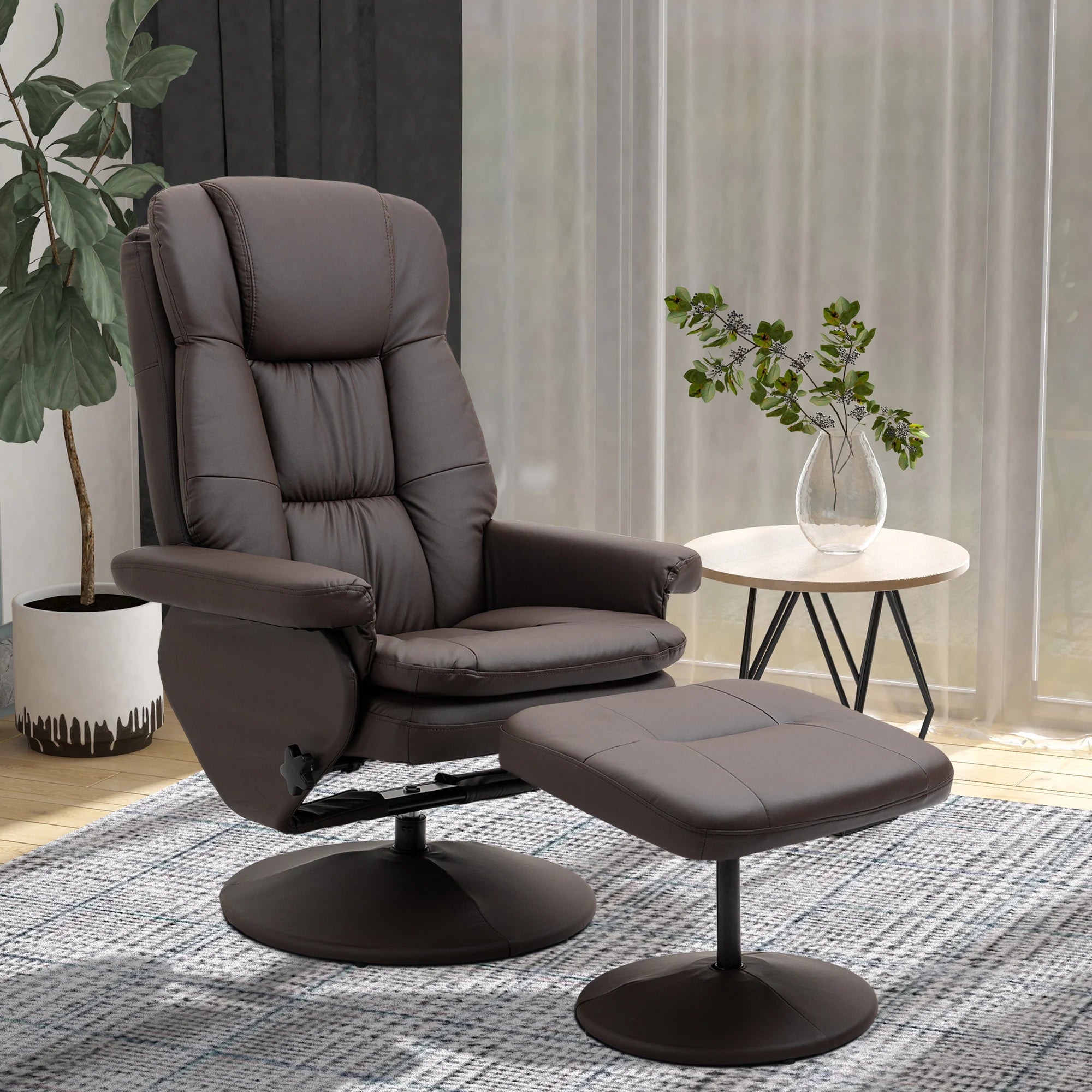 HOMCOM Modern PU Leather Recliner Chair With Footrest