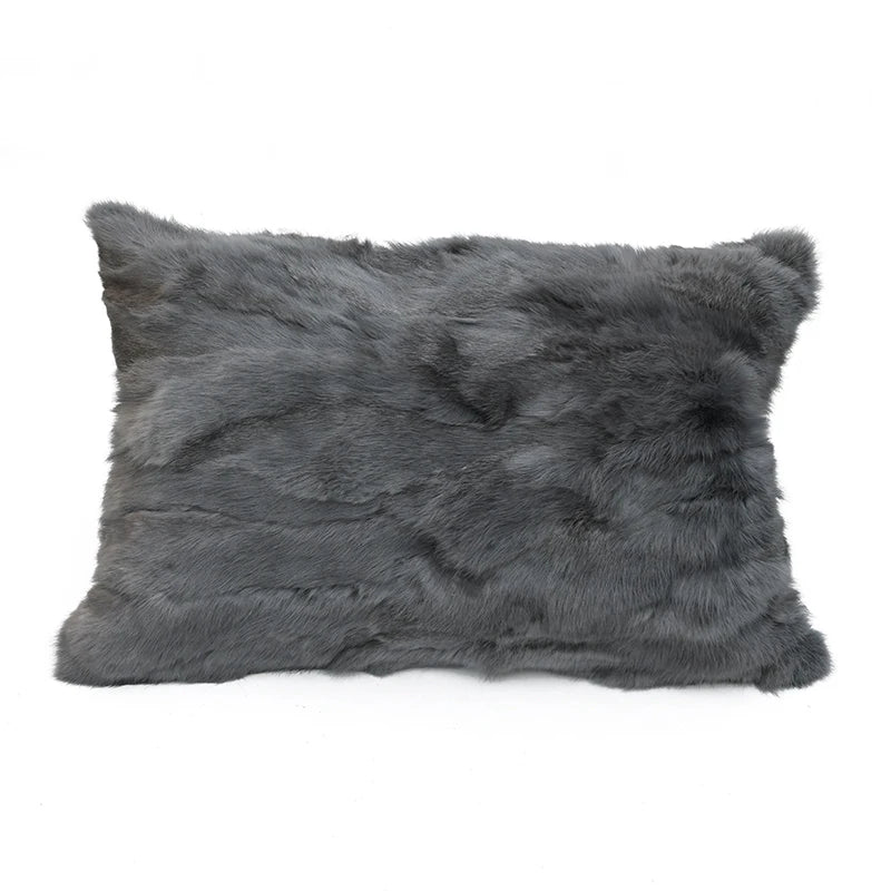 XZWDSICN Natural Rabbit Fur Patchwork Cushion For Sofa