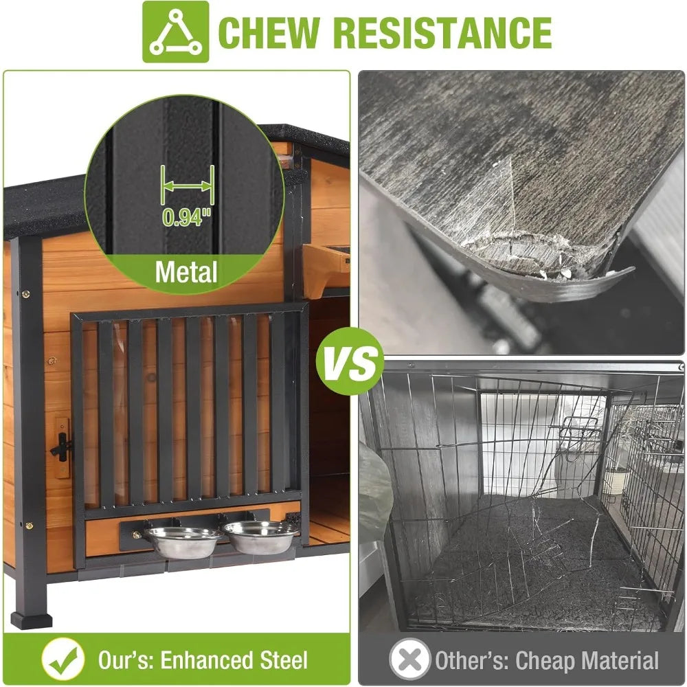 Insulated Outdoor Heated Dog House With Heating Pad And Weatherproof Shelter