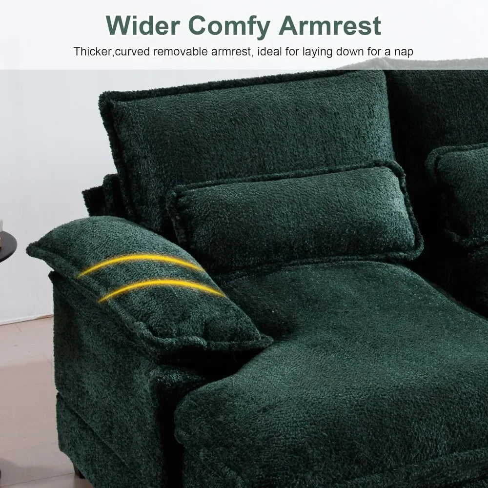 XMSJ Chenille U-Shaped Cloud Sectional Sofa