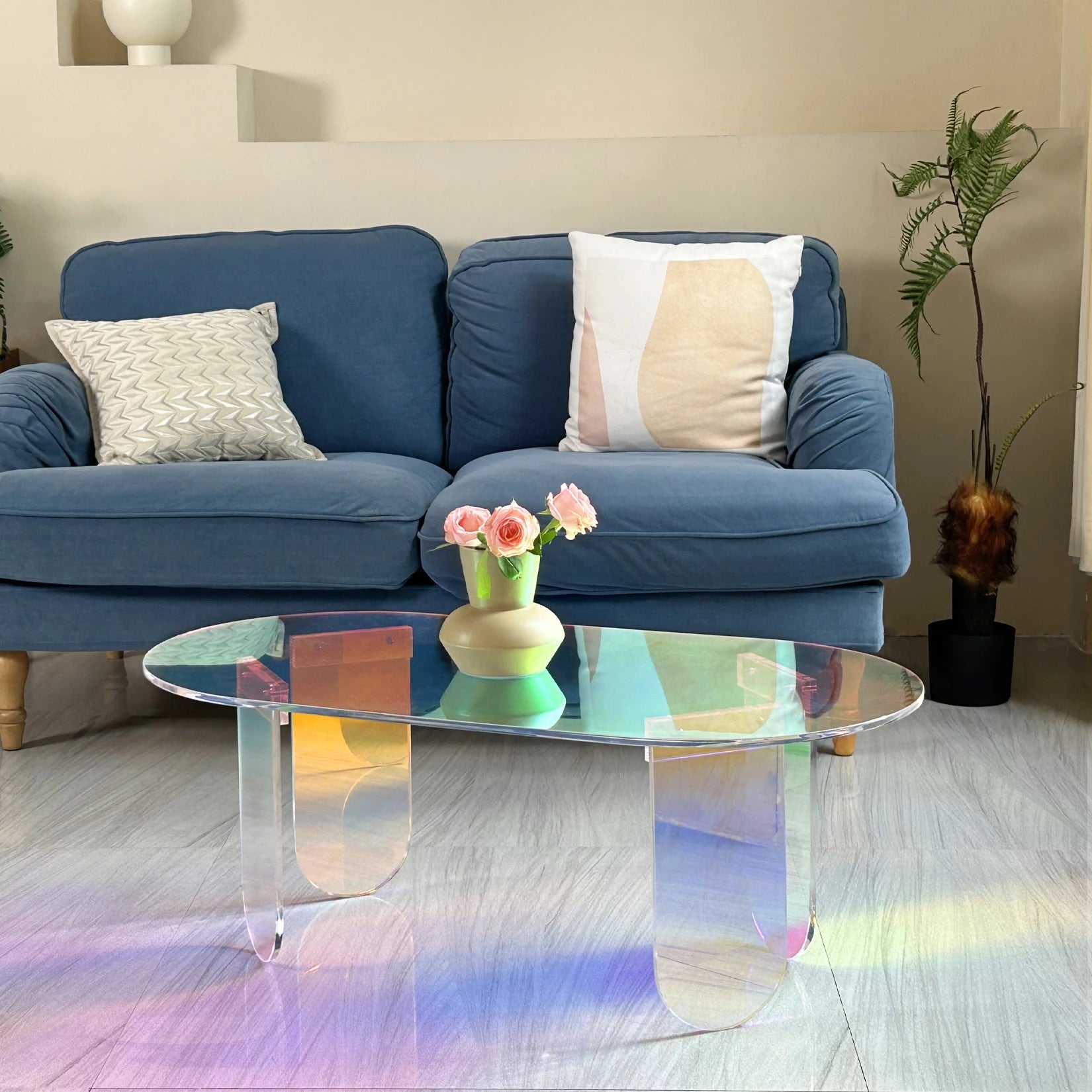 Folded Acrylic Coffee Table Iridescent Modern End Table