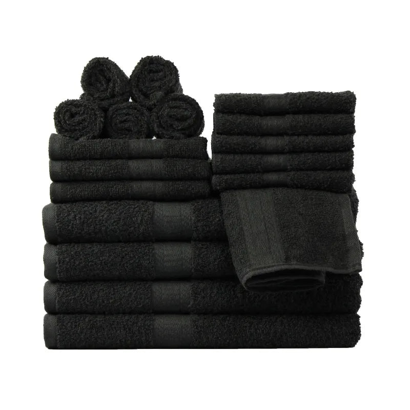 18-Piece 100% Cotton Towel Set, 4 Bath Towels, 4 Hand Towels, and 10 Face Towels, Soft and Super Absorbent