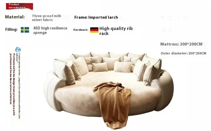 Italian Light Luxury Round Bed For Bedroom Wedding Letto Matrimoniale