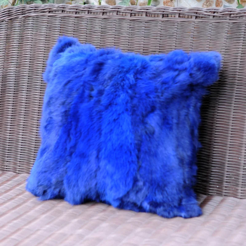 XZWDSICN Natural Rabbit Fur Patchwork Cushion For Sofa
