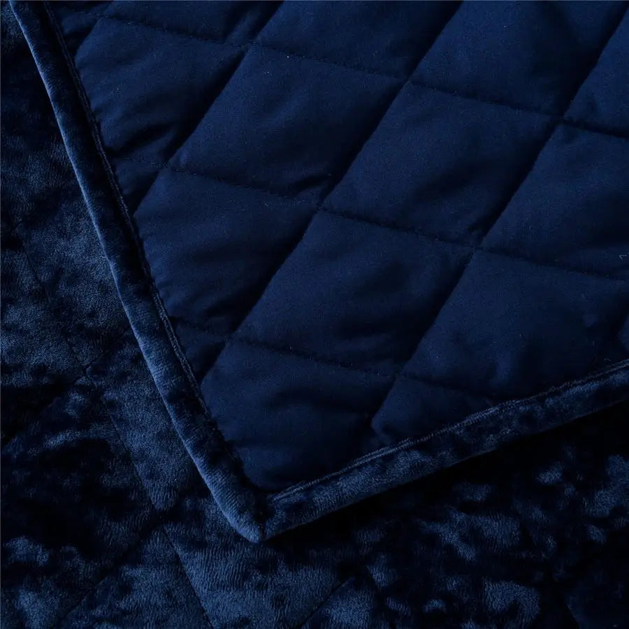 Distressed Velvet Quilt Set With Diamond Quilting
