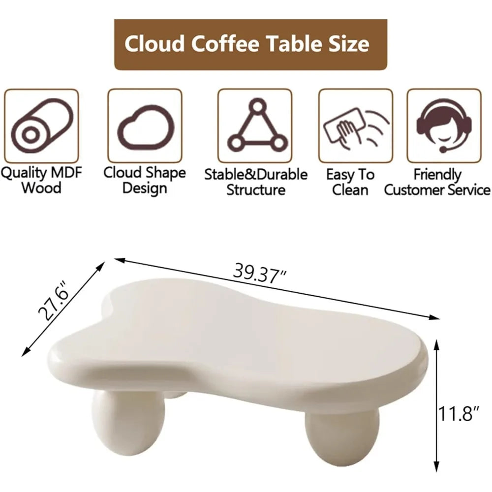 Cloud Coffee Table Modern Cute Coffee Tables Irregular Simple Tea/Center Table for Small Space End Table for Living Room