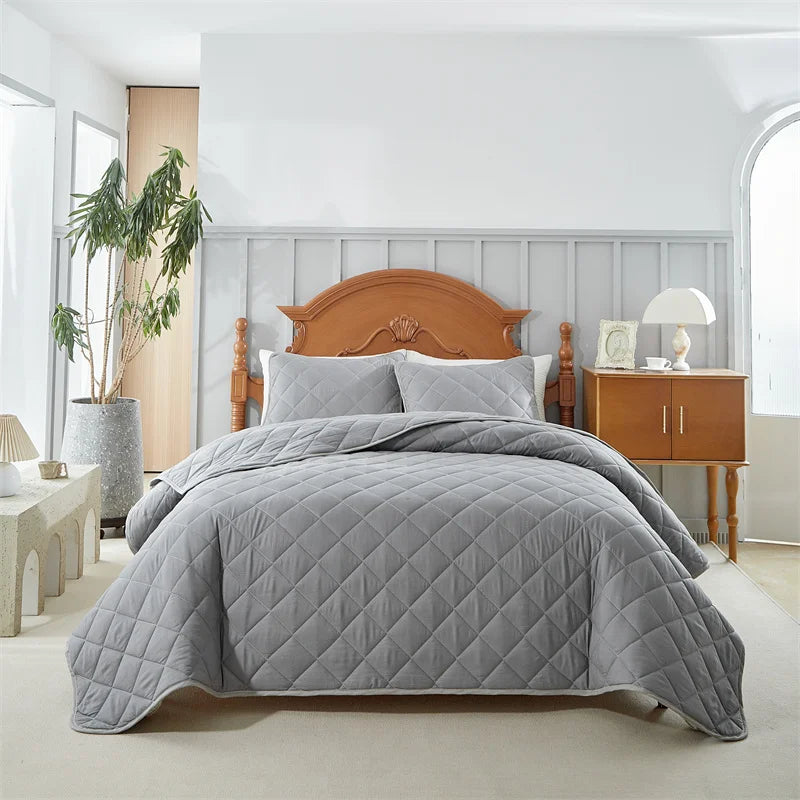 NONECN Lightweight Polyester Cotton Bedspread Coverlet Set With Pillow Shams