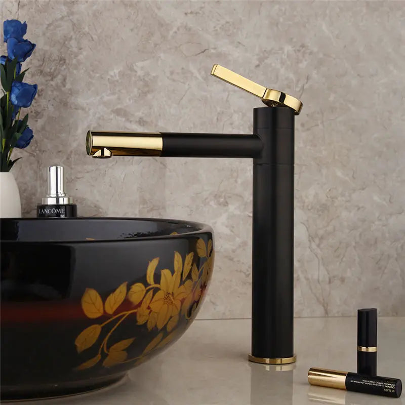 JIENI Deck Mounted Bathroom Vessel Sink Faucet With Long Spout