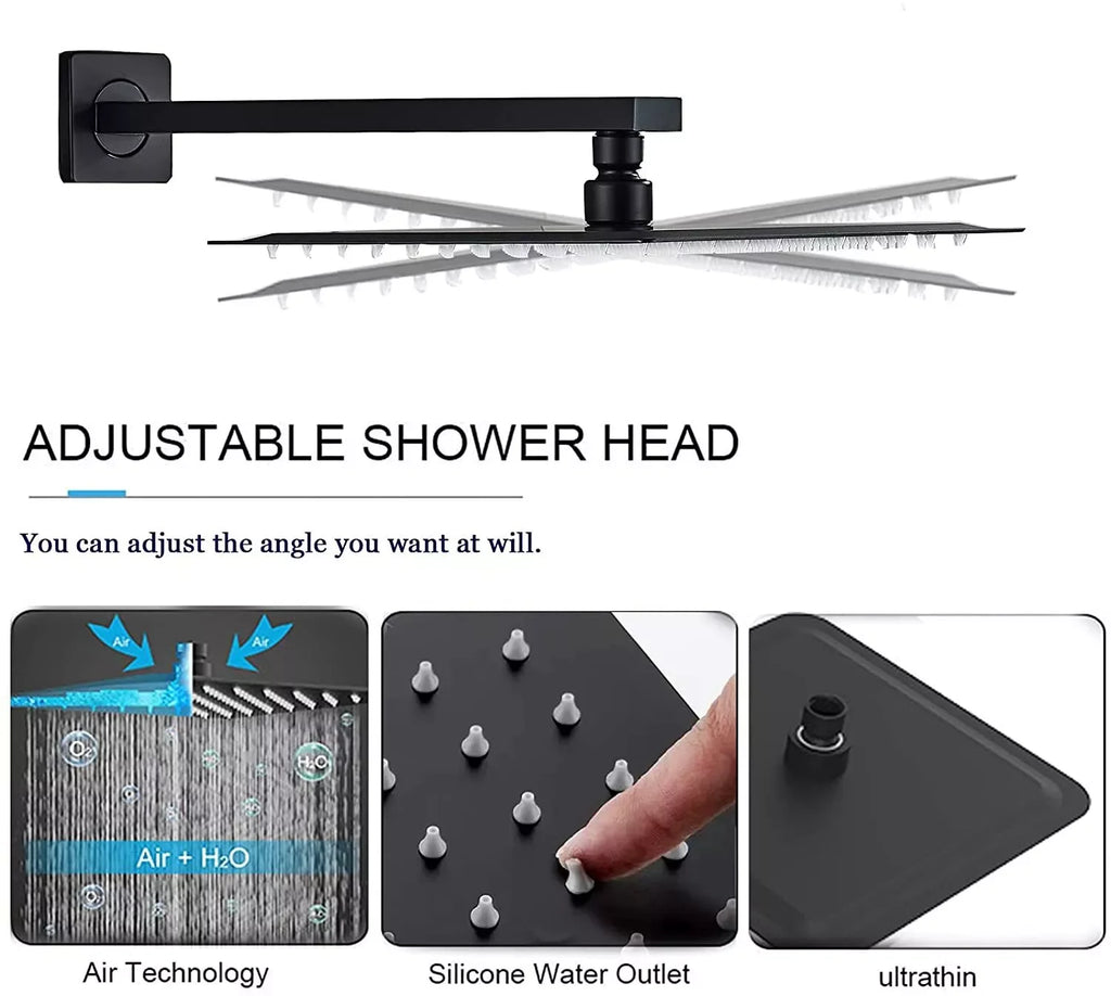 MYQualife Wall Mount Shower Faucet Rainfall Mixer Tap With Sprayer