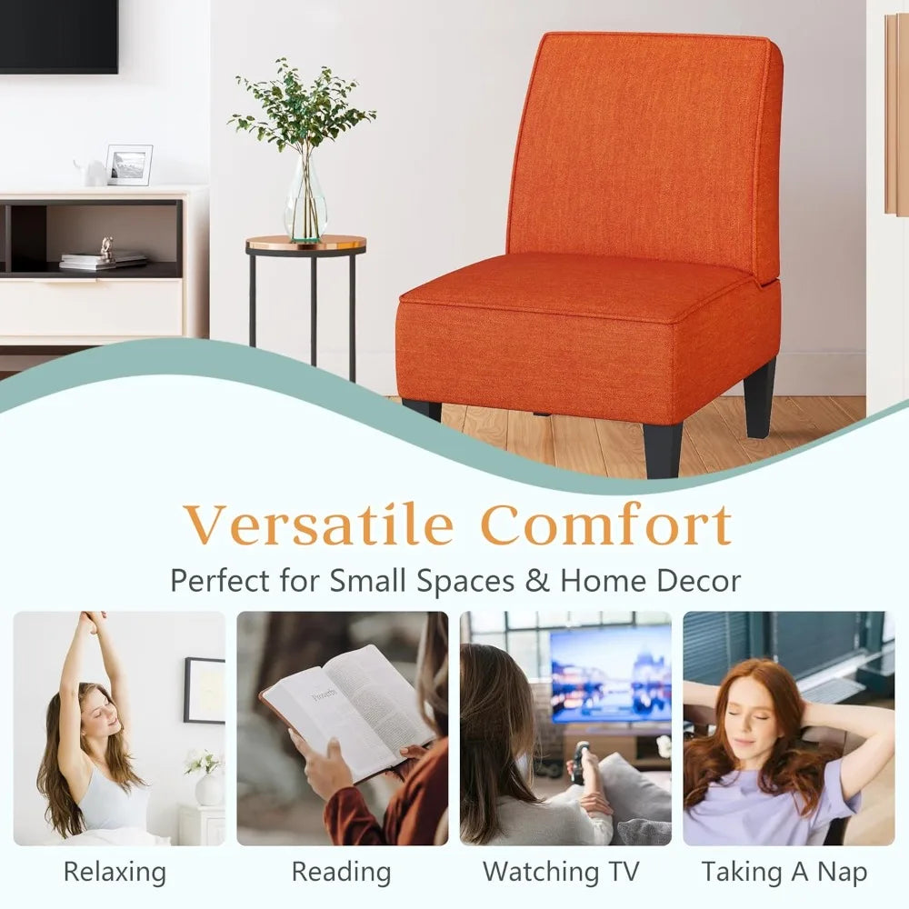 ZHUXIANG Set Of 2 Modern Accent Chairs Armless With Wood