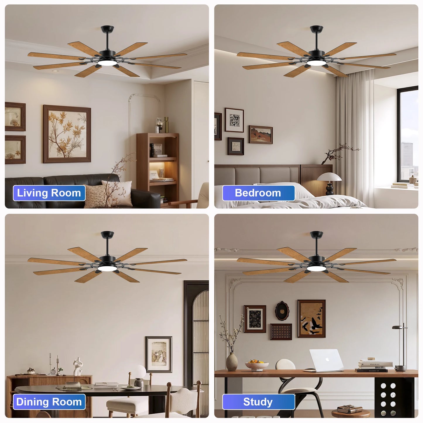Ceiling Fans With Lights LED Remote Control Flush Mount Low Profile