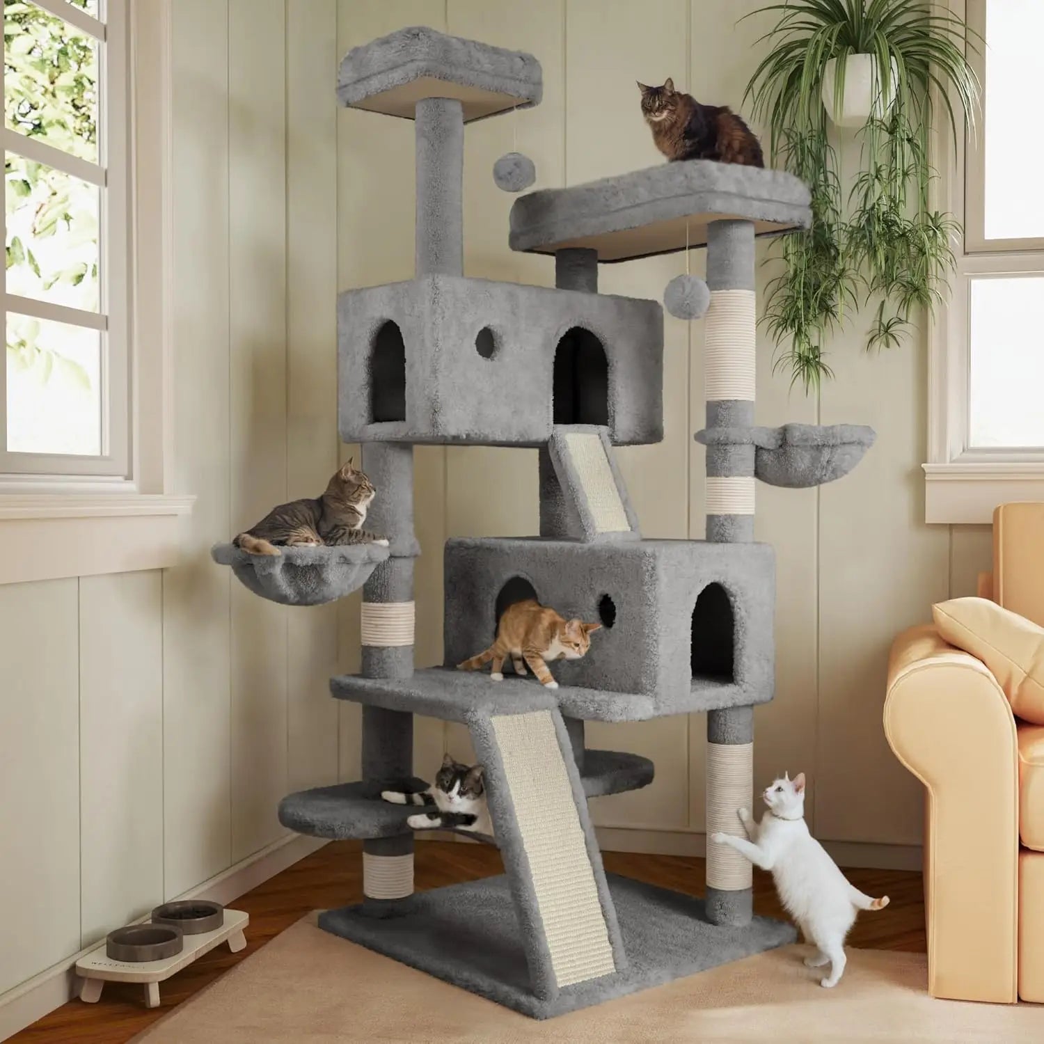 DAFIFY Three Tier Cat Tree With Sisal Posts And Hammock